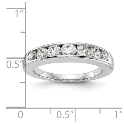1.00ct. CZ Solid Real 14K White Gold 7-Stone Channel Wedding Band Ring