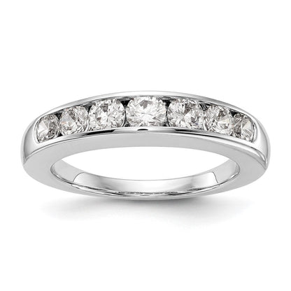1.00ct. CZ Solid Real 14K White Gold 7-Stone Channel Wedding Band Ring