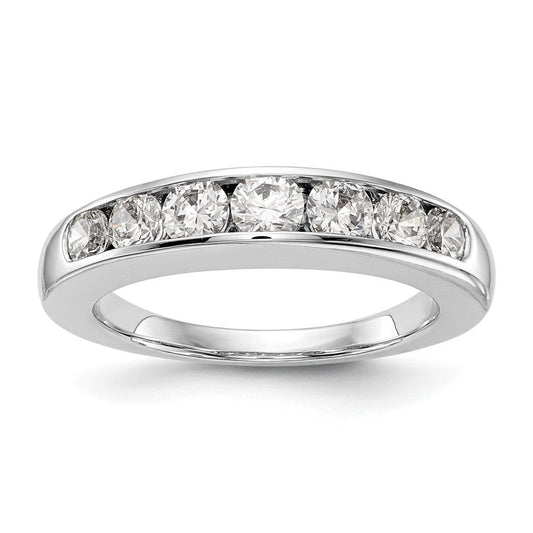 1.00ct. CZ Solid Real 14K White Gold 7-Stone Channel Wedding Band Ring