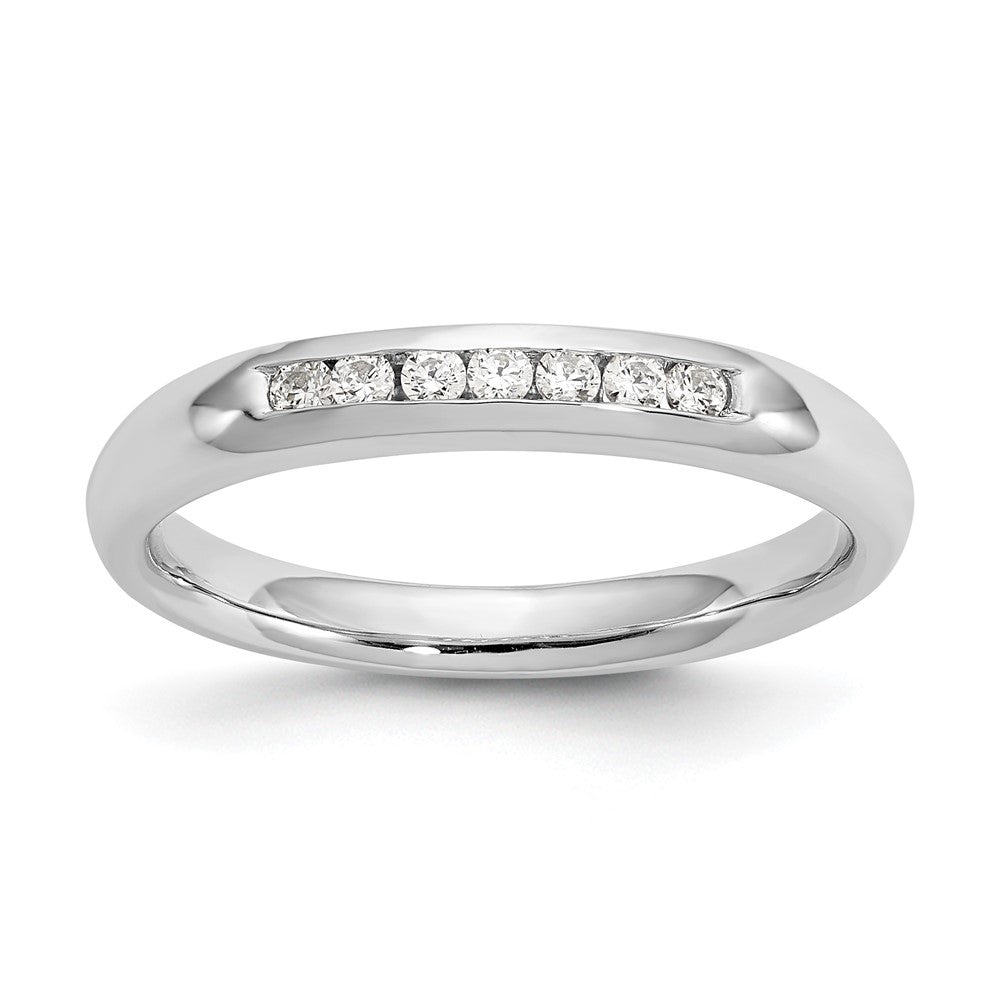 14K White Gold 7-Stone Real Diamond Channel Band