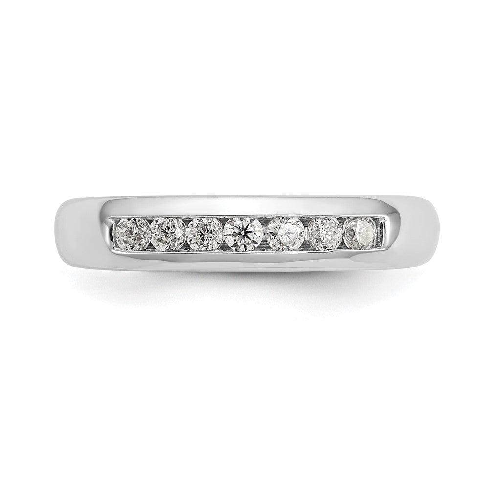 14K White Gold 7-Stone Real Diamond Channel Band