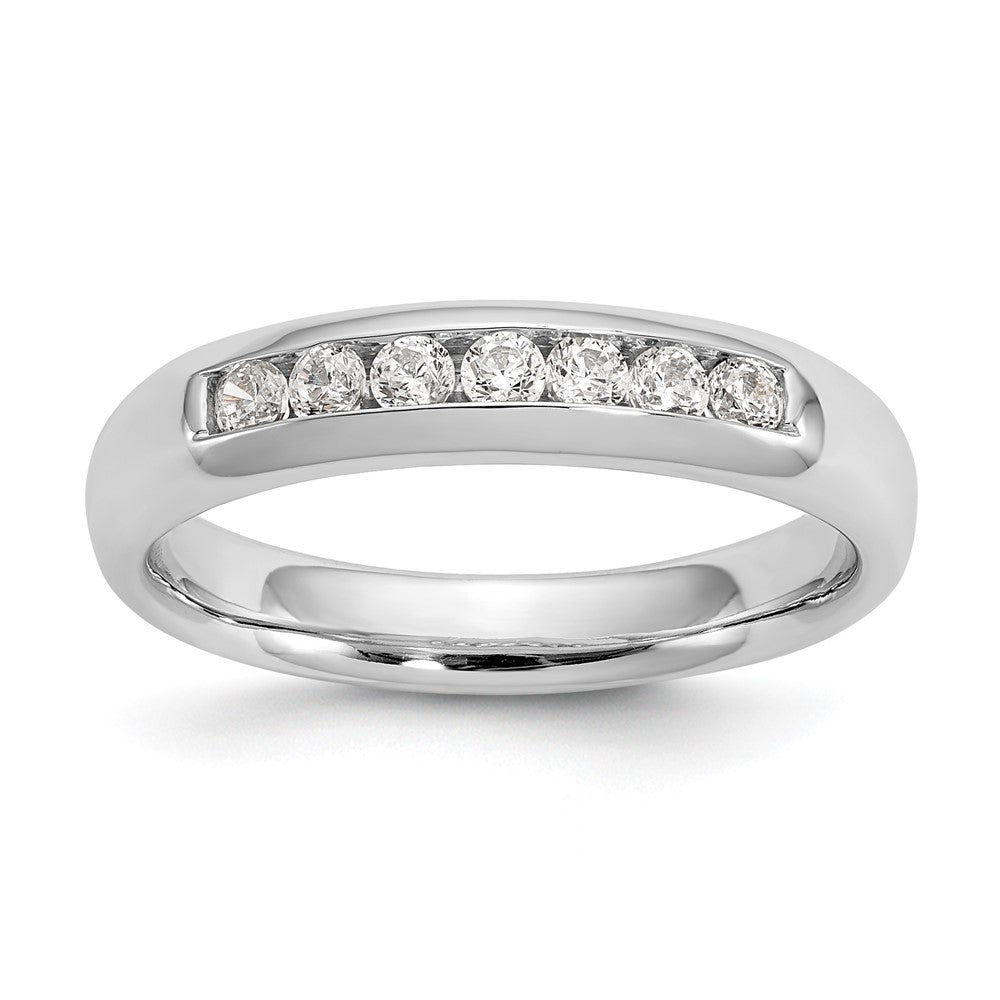 14K White Gold 7-Stone Real Diamond Channel Band