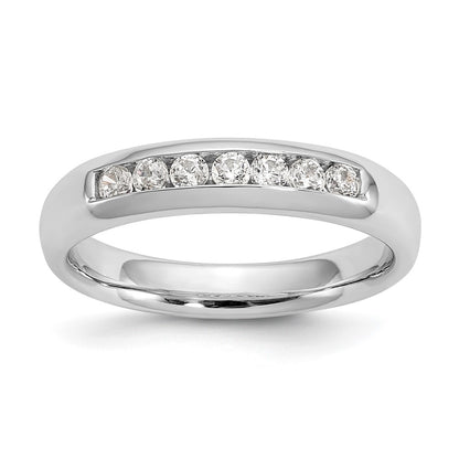 14K White Gold 7-Stone Real Diamond Channel Band