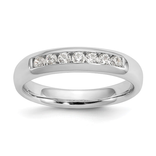 14K White Gold 7-Stone Real Diamond Channel Band