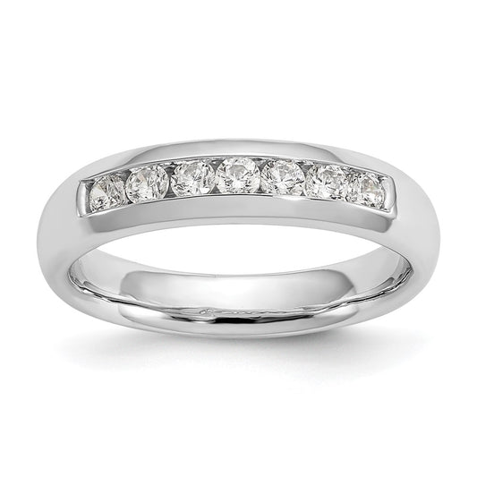 14K White Gold 7-Stone Real Diamond Channel Band