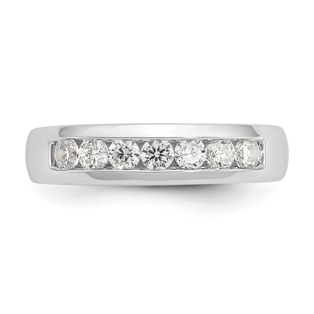 14K White Gold 7-Stone Real Diamond Channel Band