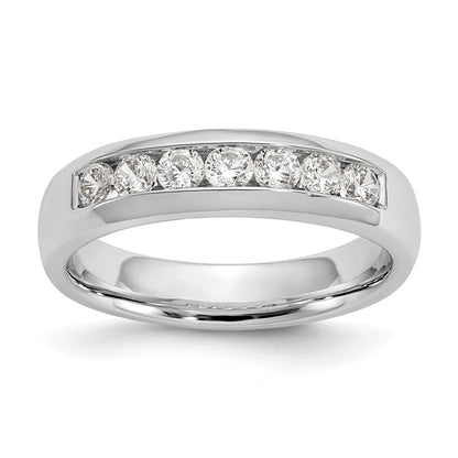 14K White Gold 7-Stone Real Diamond Channel Band