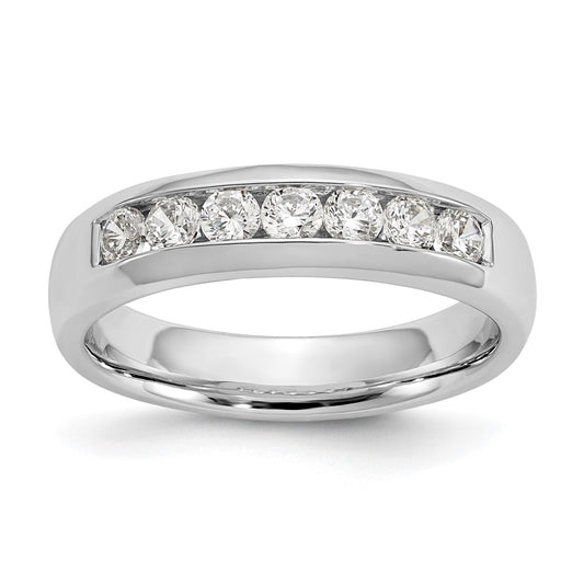 14K White Gold 7-Stone Real Diamond Channel Band