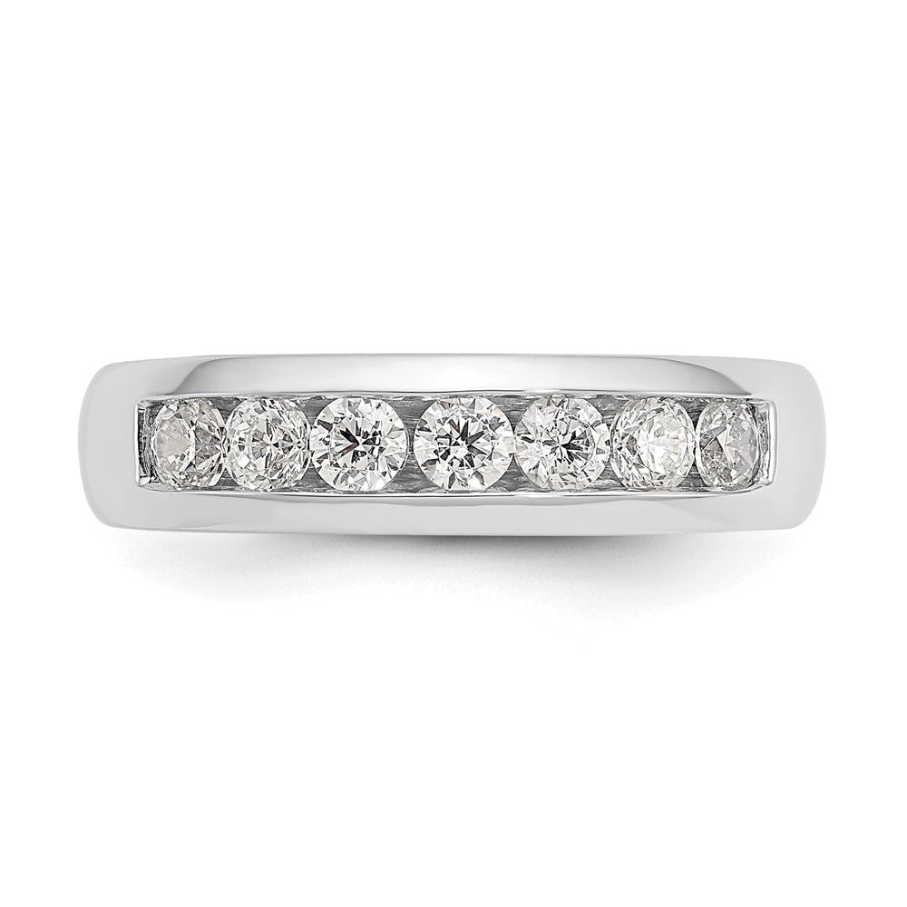 14K White Gold 7-Stone Real Diamond Channel Band