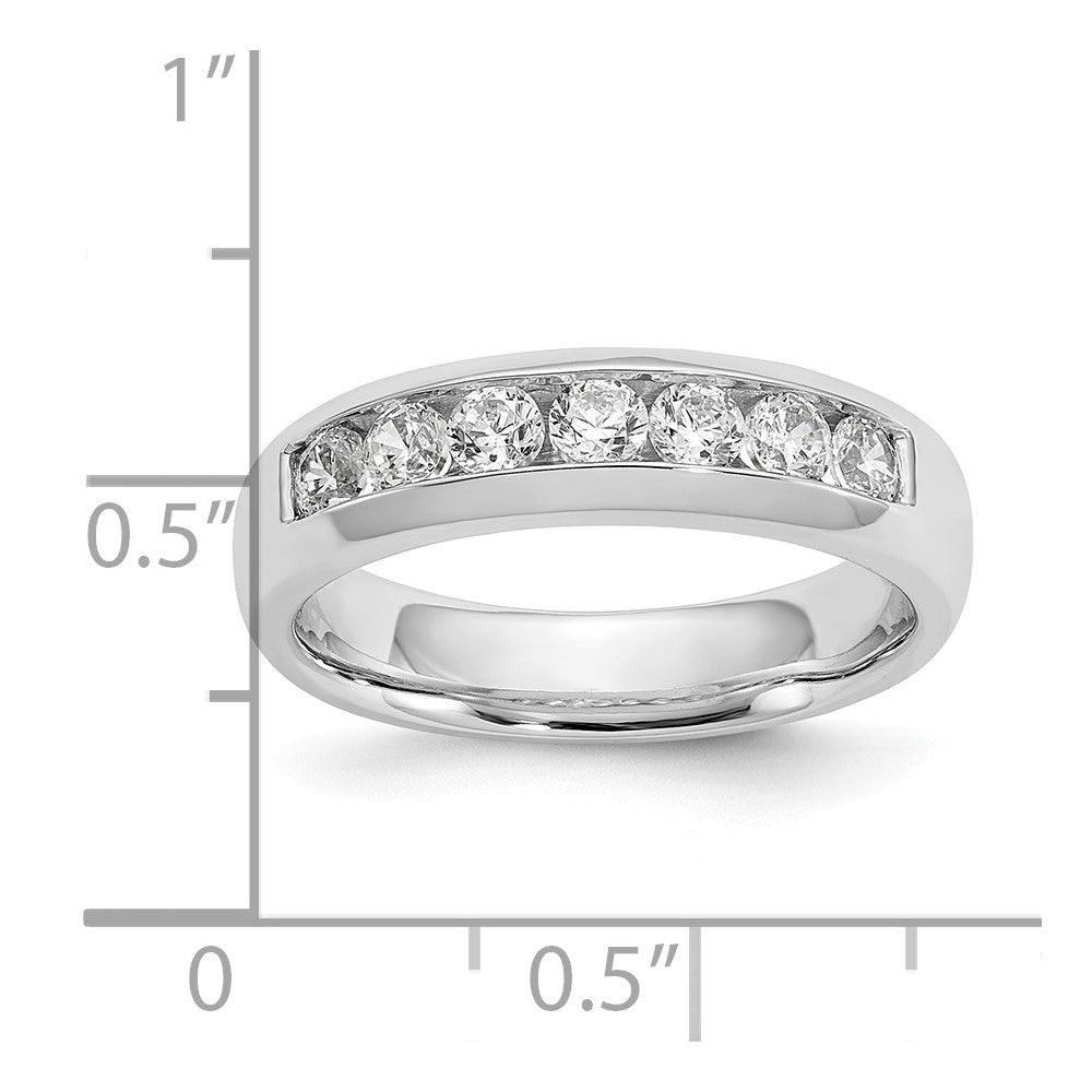 14K White Gold 7-Stone Real Diamond Channel Band