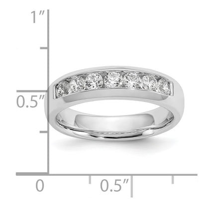 14K White Gold 7-Stone Real Diamond Channel Band