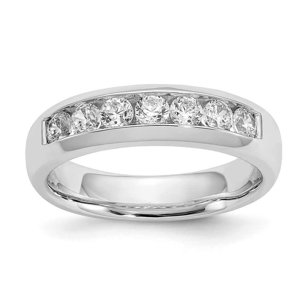 14K White Gold 7-Stone Real Diamond Channel Band
