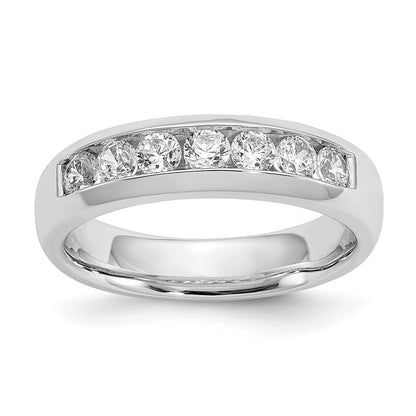 14K White Gold 7-Stone Real Diamond Channel Band