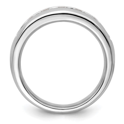 14K White Gold 7 Stone 1 Carat Round Diamond Complete Channel Band