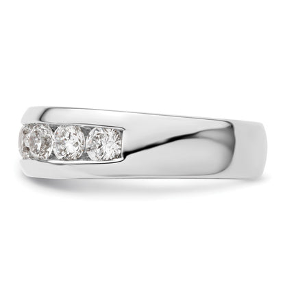 14K White Gold 7-Stone Real Diamond Channel Band