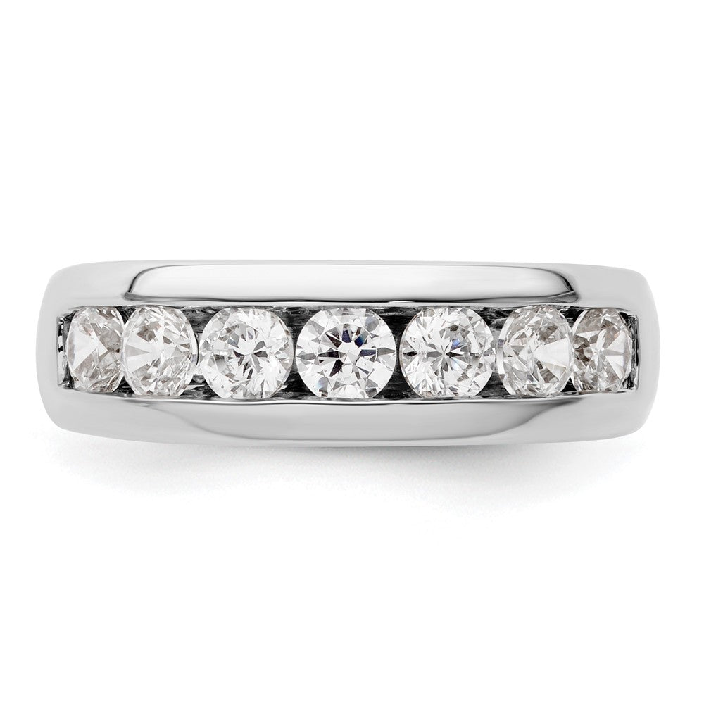 14K White Gold 7-Stone Real Diamond Channel Band