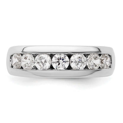 14K White Gold 7-Stone Real Diamond Channel Band