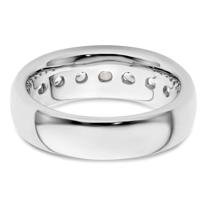 14K White Gold 7 Stone 1 Carat Round Diamond Complete Channel Band