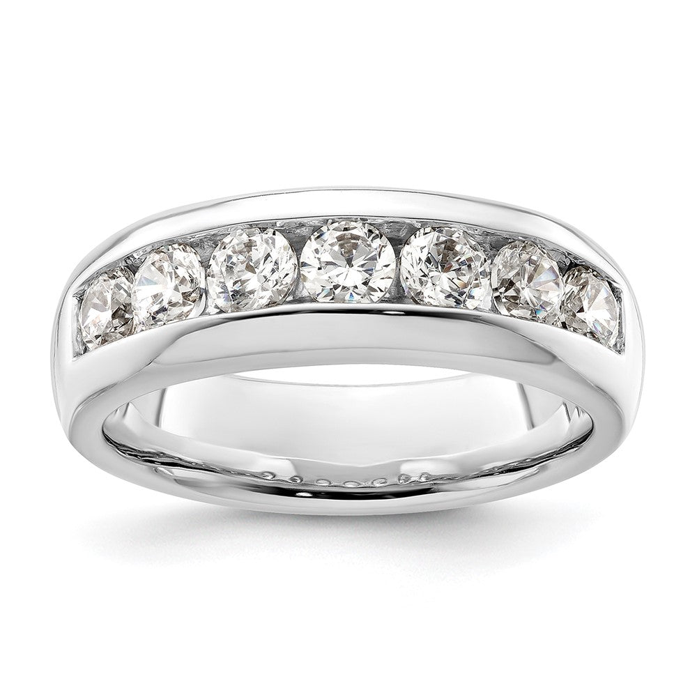 14K White Gold 7-Stone Real Diamond Channel Band