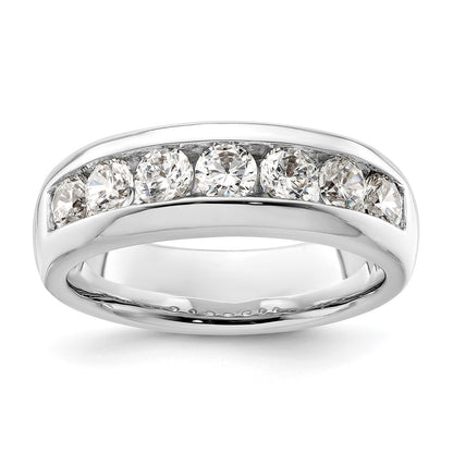 14K White Gold 7-Stone Real Diamond Channel Band