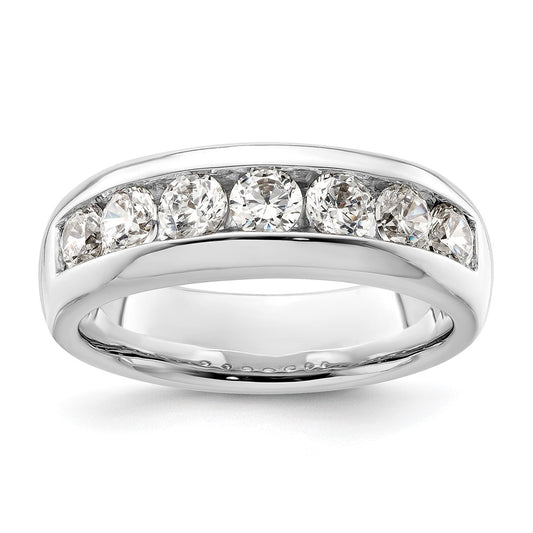 14K White Gold 7-Stone Real Diamond Channel Band
