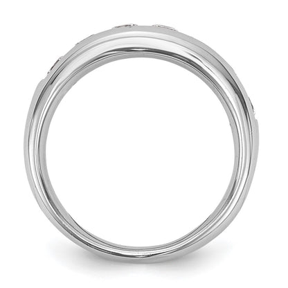 14K White Gold 7-Stone Real Diamond Channel Band
