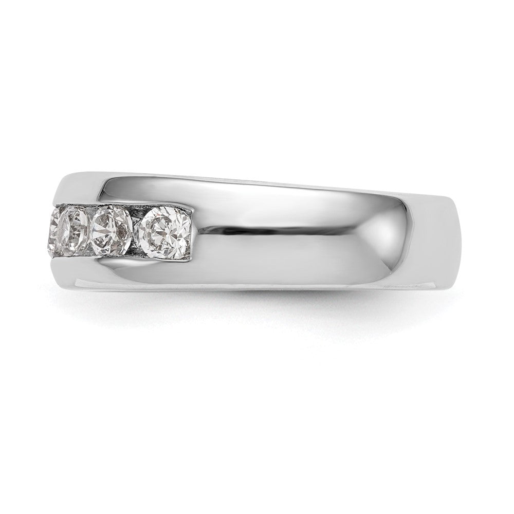 14K White Gold 7-Stone Real Diamond Channel Band