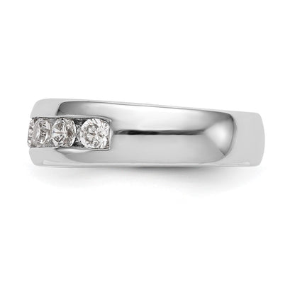 14K White Gold 7-Stone Real Diamond Channel Band