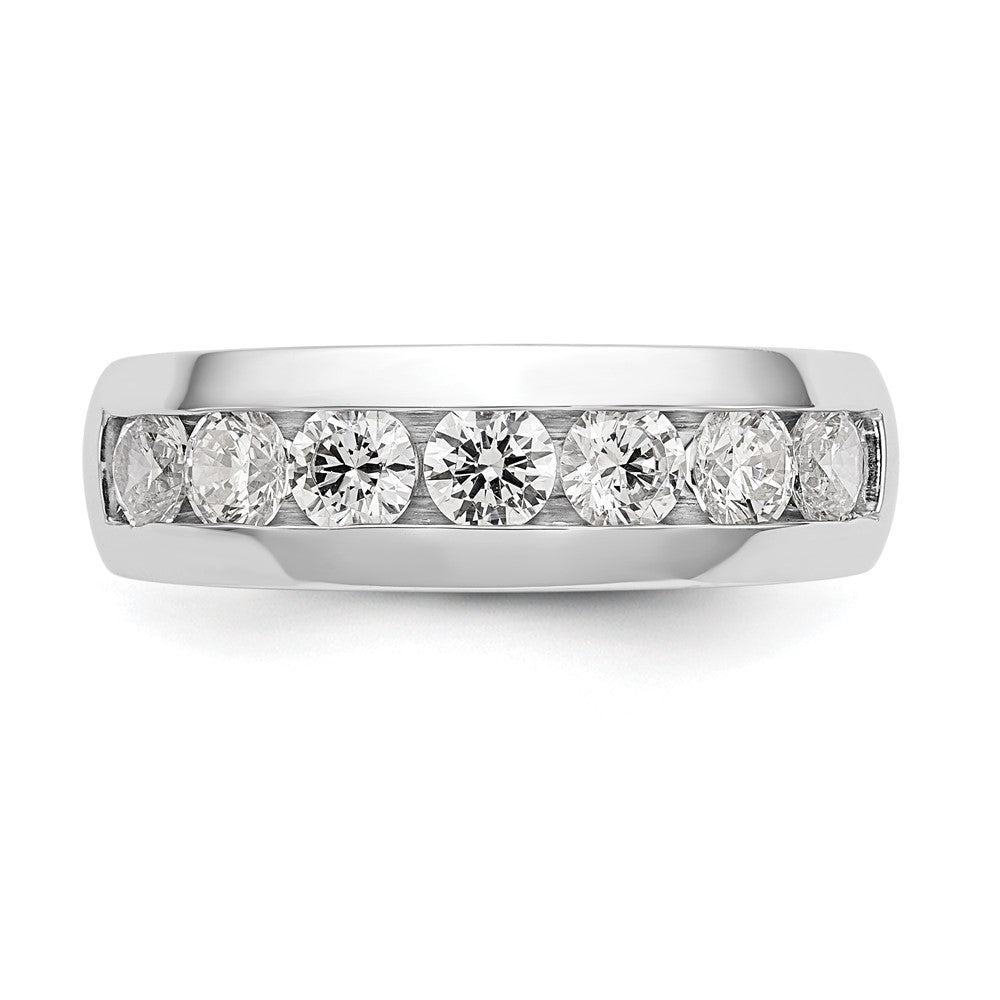14K White Gold 7-Stone Real Diamond Channel Band