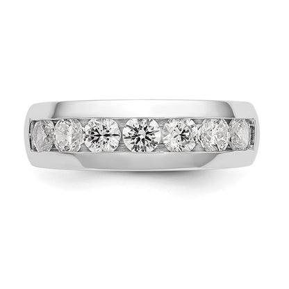 14K White Gold 7-Stone Real Diamond Channel Band