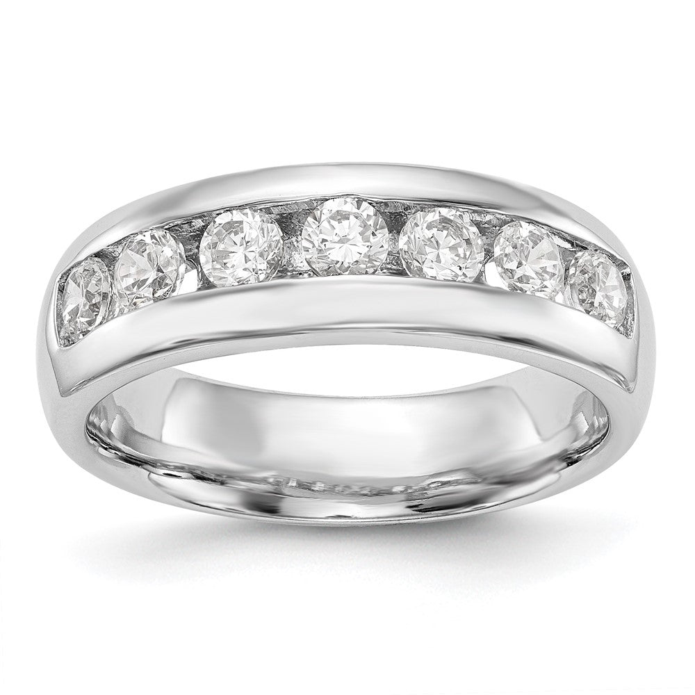 14K White Gold 7-Stone Real Diamond Channel Band