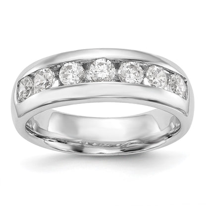 14K White Gold 7-Stone Real Diamond Channel Band