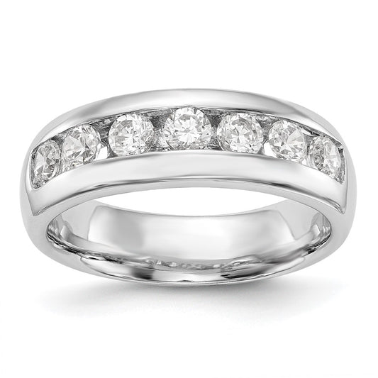 14K White Gold 7-Stone Real Diamond Channel Band