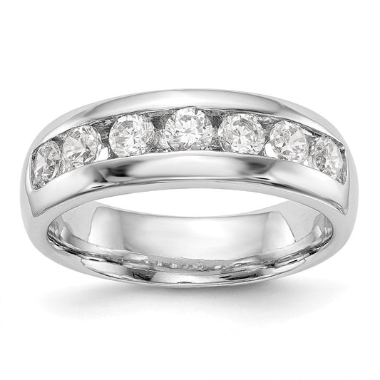14K White Gold 7-Stone Real Diamond Channel Band