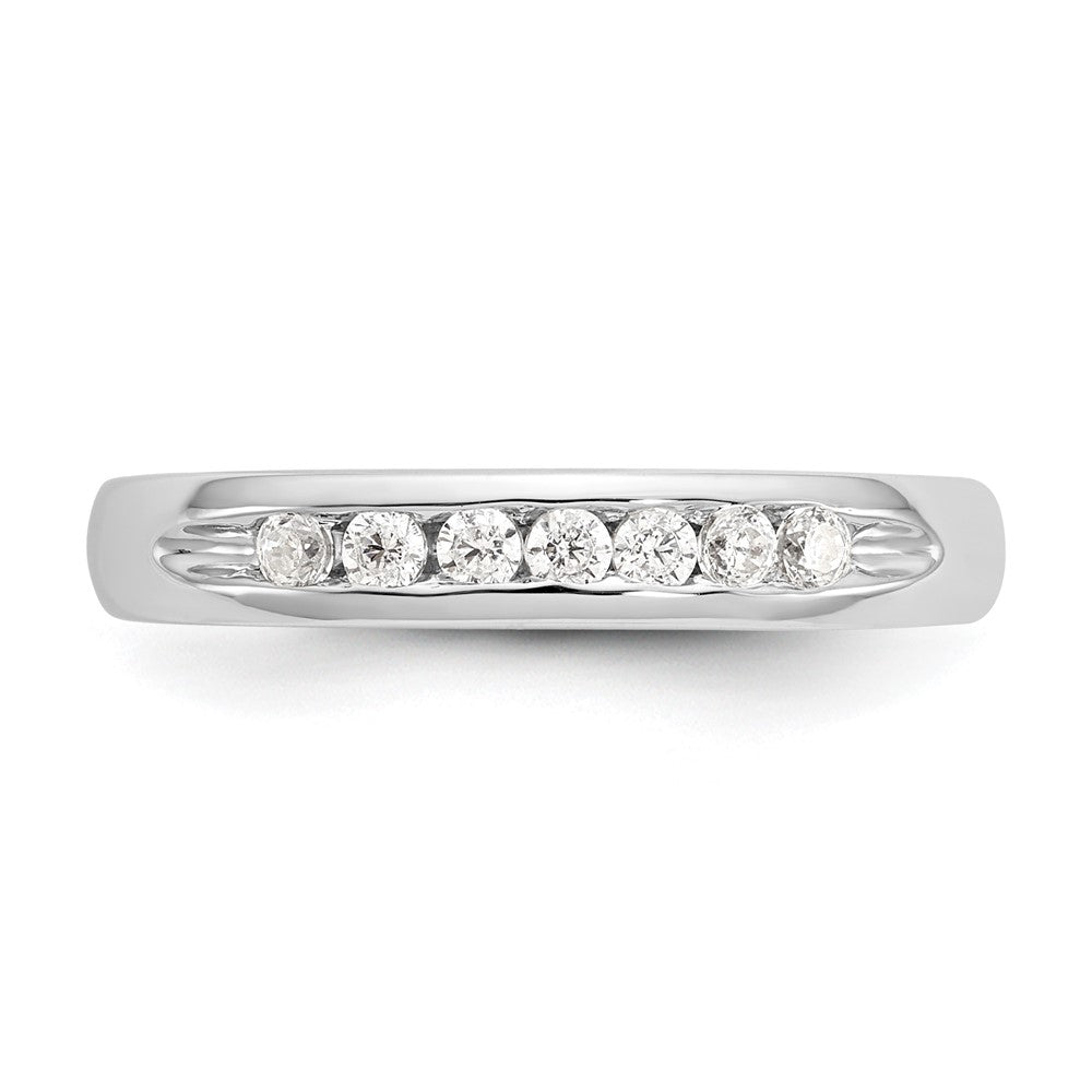 14K White Gold 7-Stone Real Diamond Channel Band