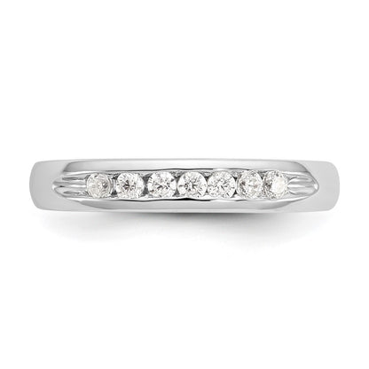 14K White Gold 7-Stone Real Diamond Channel Band
