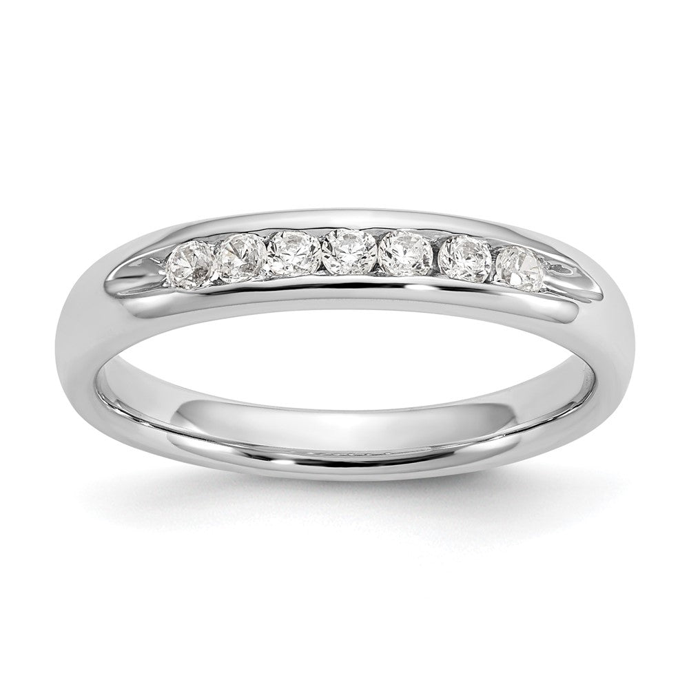 14K White Gold 7-Stone Real Diamond Channel Band