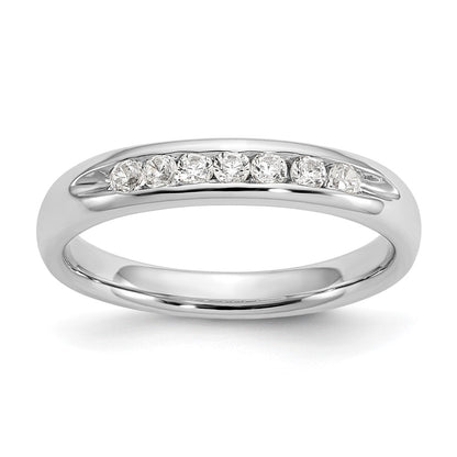 14K White Gold 7-Stone Real Diamond Channel Band