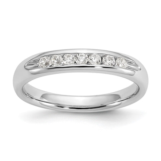 14K White Gold 7-Stone Real Diamond Channel Band