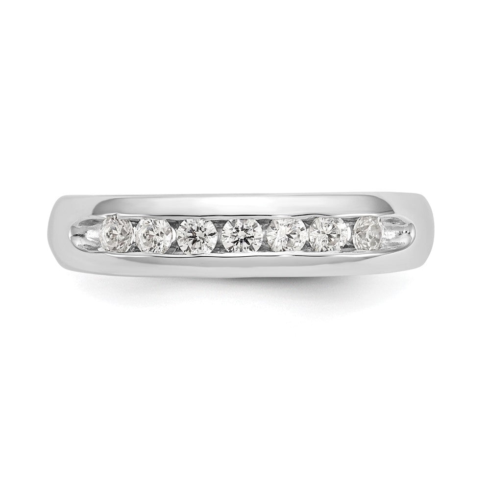 14K White Gold 7-Stone Real Diamond Channel Band