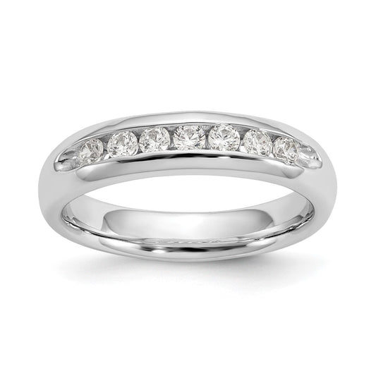 14K White Gold 7-Stone Real Diamond Channel Band