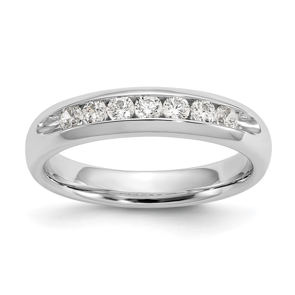 14K White Gold 7-Stone Real Diamond Channel Band