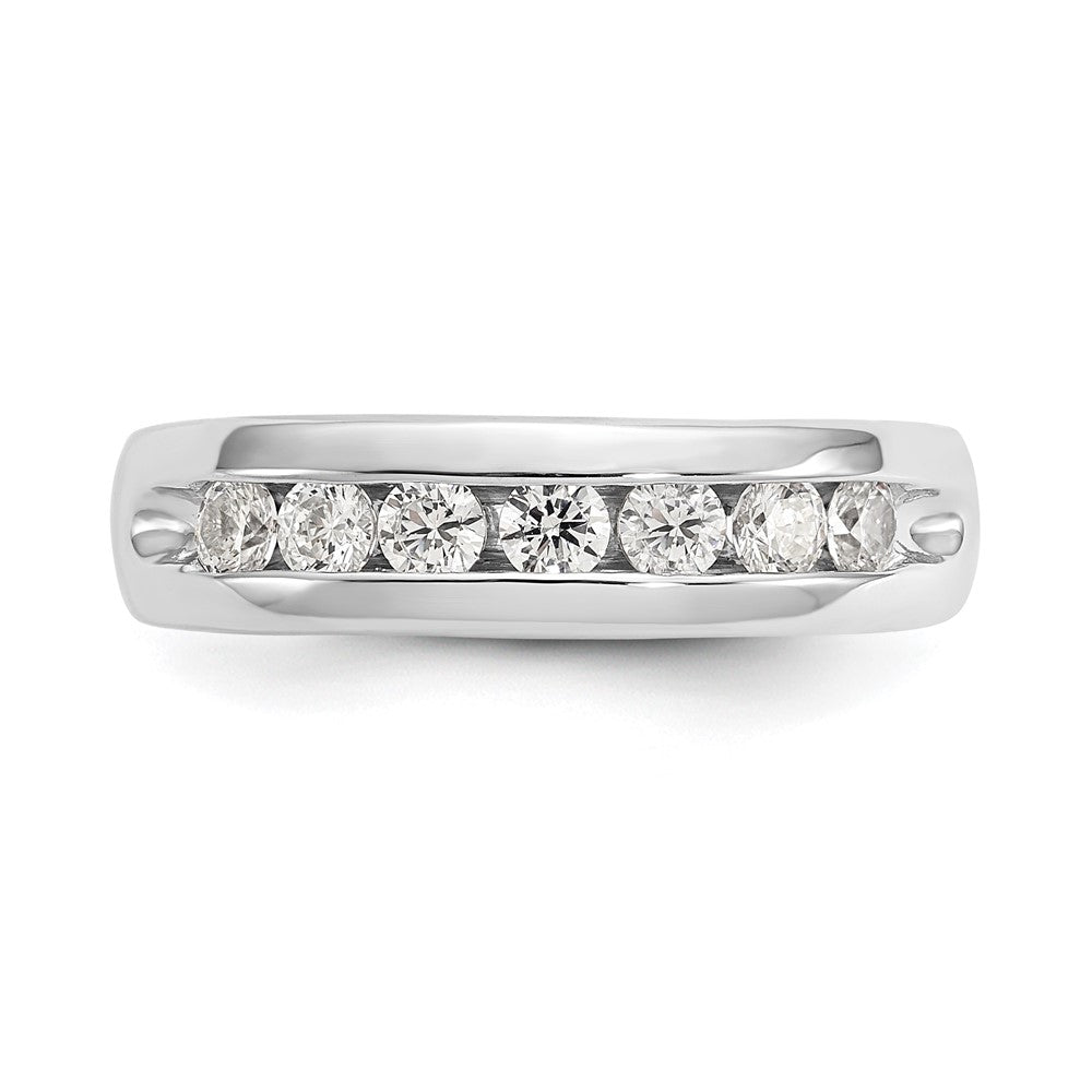14K White Gold 7-Stone Real Diamond Channel Band