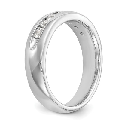 14K White Gold 7-Stone Real Diamond Channel Band