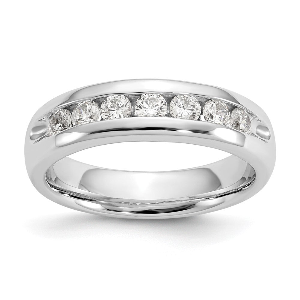 14K White Gold 7-Stone Real Diamond Channel Band