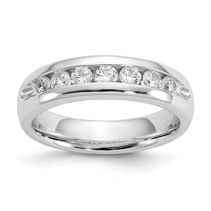 14K White Gold 7-Stone Real Diamond Channel Band