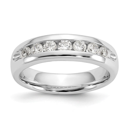 14K White Gold 7-Stone Real Diamond Channel Band