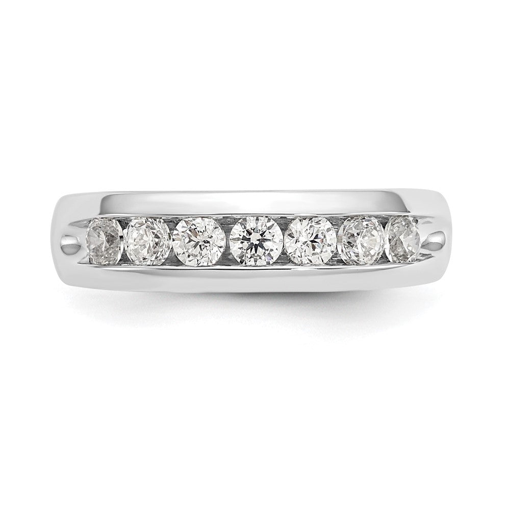 14K White Gold 7-Stone Real Diamond Channel Band