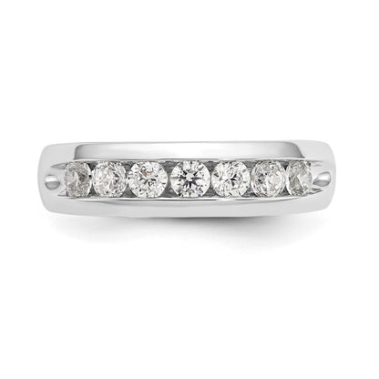 14K White Gold 7-Stone Real Diamond Channel Band