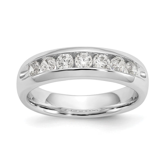 14K White Gold 7-Stone Real Diamond Channel Band